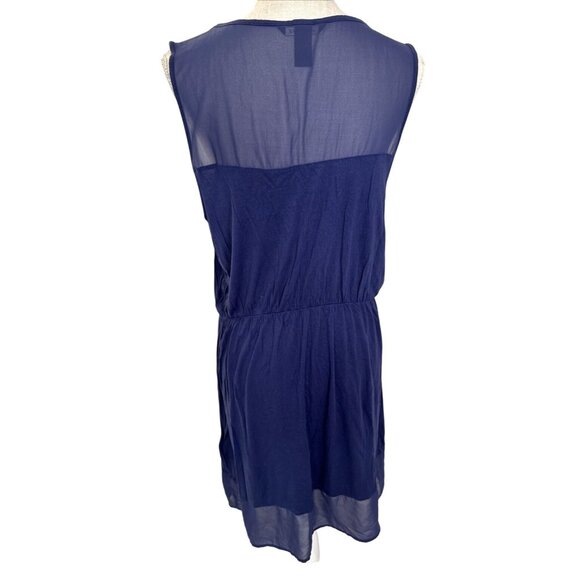 H&M Basic Womens Sleeveless Sheer Panel Blue Dress Size L - Picture 4 of 8